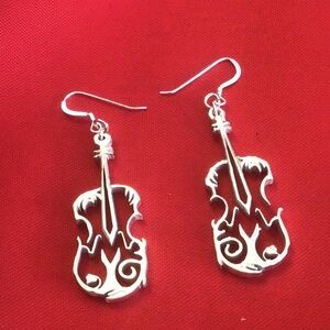 925 Violin Earrings
